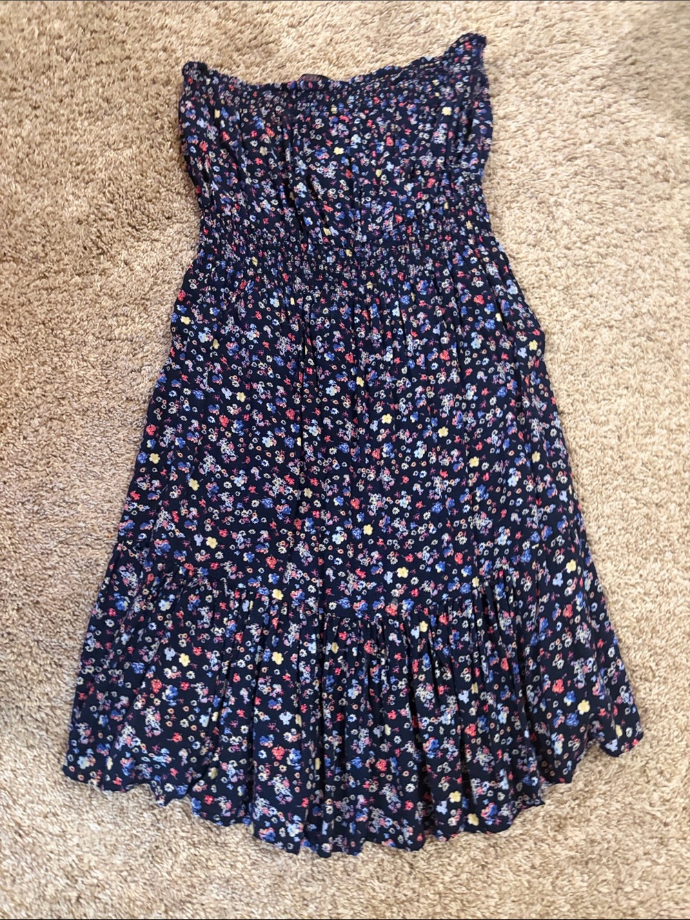 Strapless Navy Floral Sundress